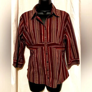 Dress Barn Women's Sz L Button Down 3/4 Sleeve Collared Blouse.